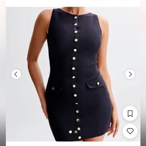 Meshki Black Button-Down Mini Dress